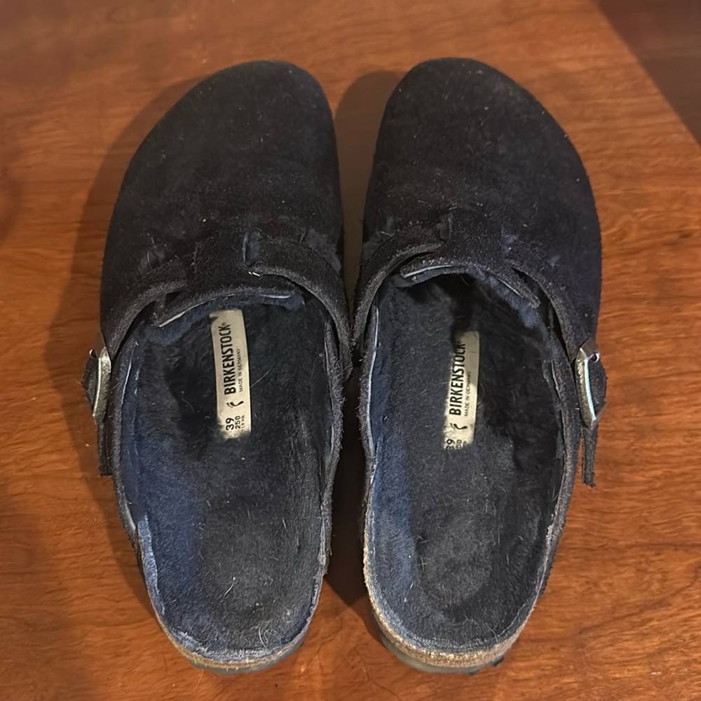 Birkenstock shearling Boston clogs
